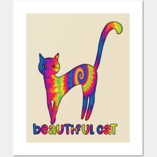Beautiful cat Tie Dye Pattern Posters and Art